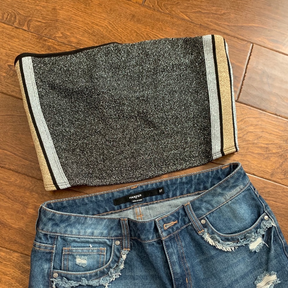 PINK: NWT- Glitter black tube top - Large